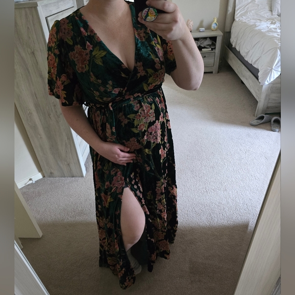 Baltic born Uma velvet maxi dress green floral Large - Picture 7 of 12